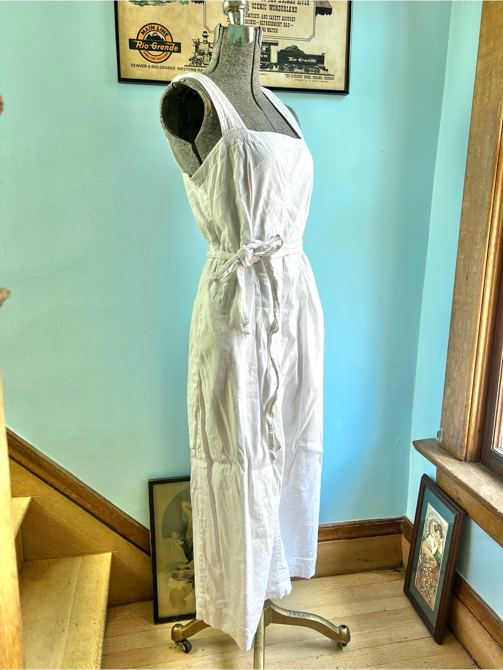 Vince White Sleeveless Linen Blend Maxi Dress with Tie Waist